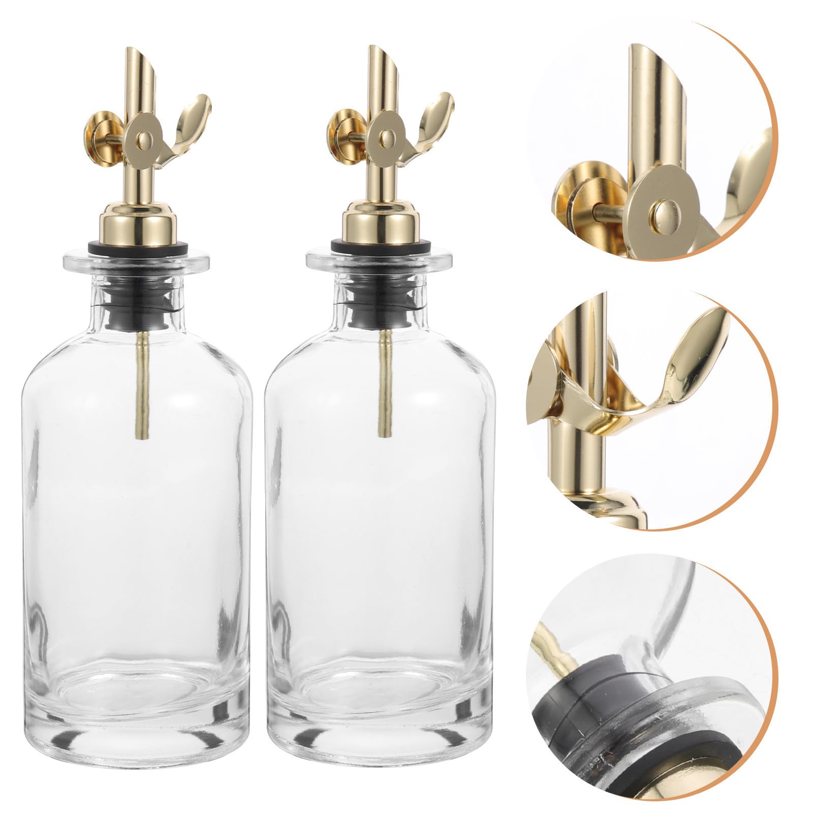 Gadpiparty Juego de 2 Botellas Dispensadoras de Vinagre y Aceite de Vidrio Tapa Automática y Cuerpo de Acero Inoxidable para Cocina, Capacidad 350ml