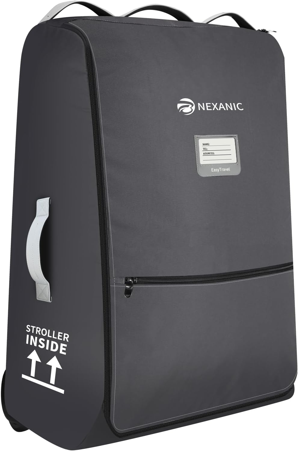 Stroller Bag for Airplane, Stroller Travel Bag Compatible with UPPAbaby Vista, Vista V2, Cruz V2, Rolling Wheel Bag with Storage Pocket, Multiple Handles, Luggage Tag for Flight Travel, Grey