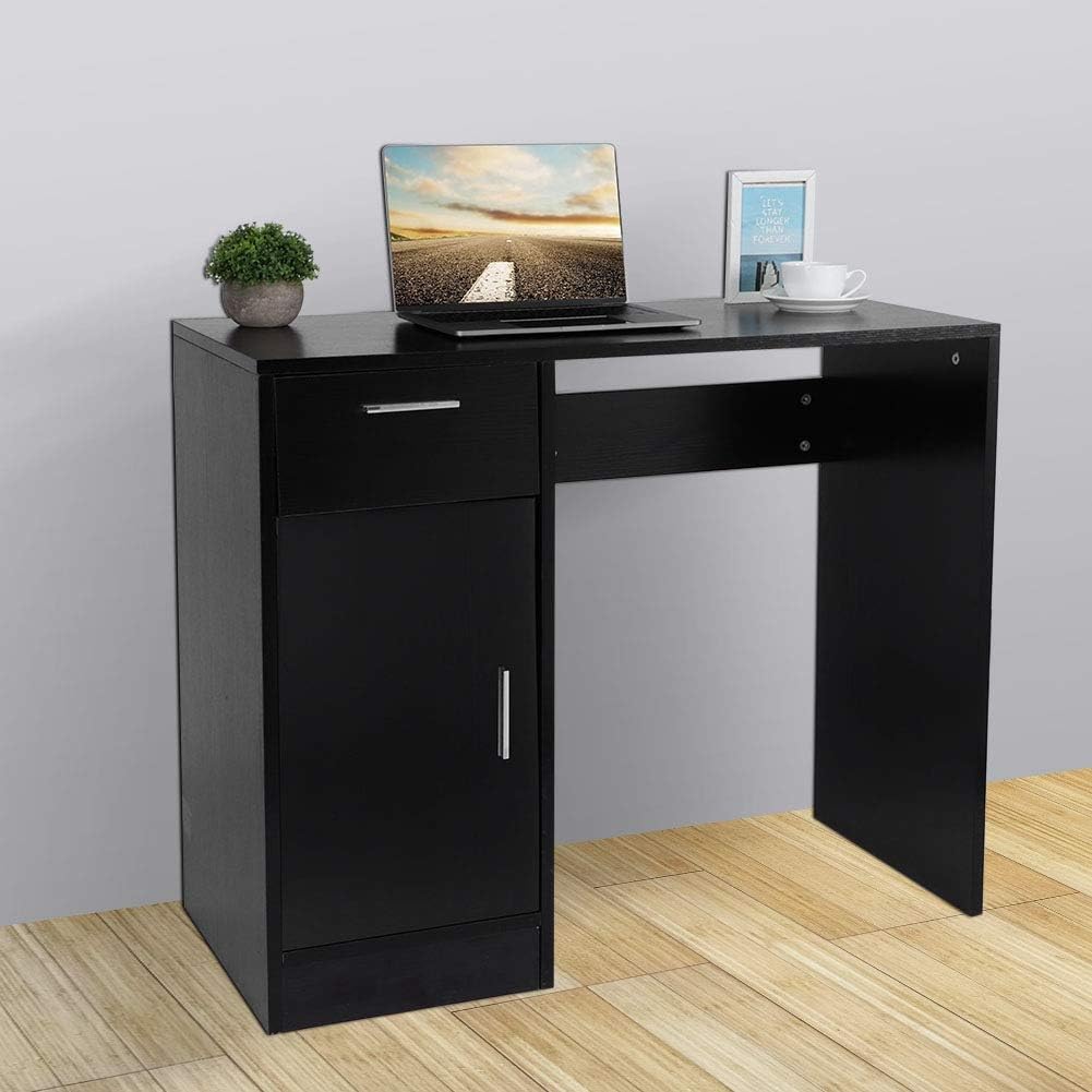 Small Desk with Drawers Compact Computer Desk Vanity Desk with Storage, Home Office Computer Desk for Small Spaces Modern Work Writing Study Table for Bedroom (Black)