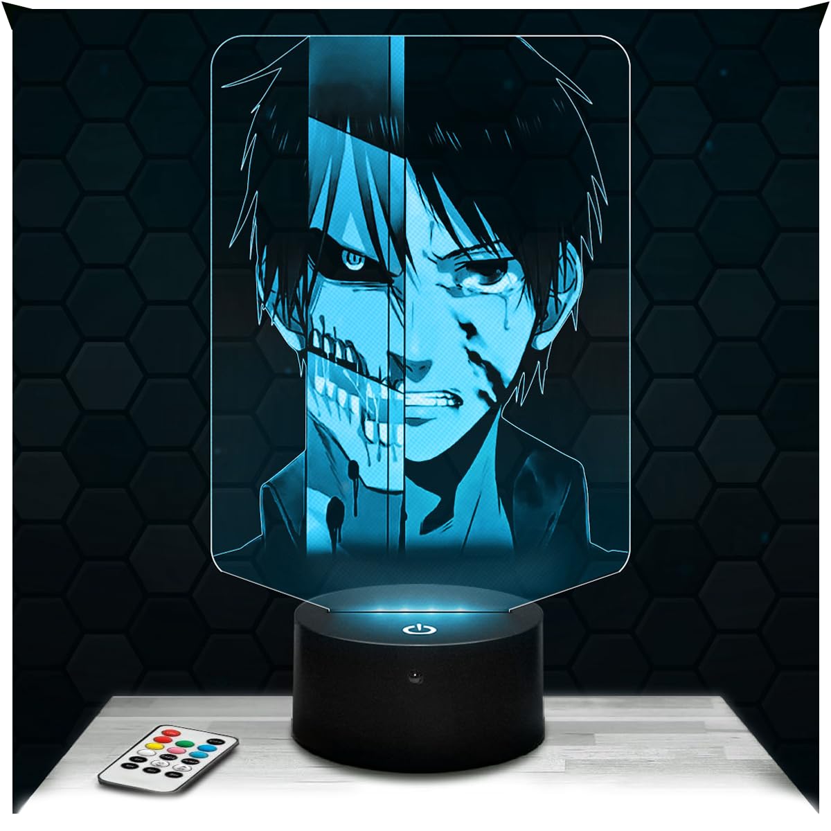 Bedside lamp, Manga Night Light - Eren Jaeger/Titan 3D LED Illusion Lamp, Christmas Birthday Gift idea for Boys and Girls Night Light for Child or Adult Bedroom