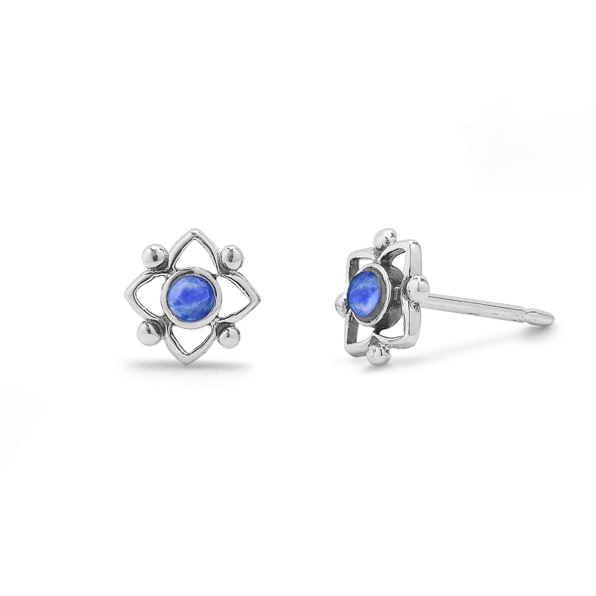 BomaJewelry Sterling Silver Flower Shaped Dot Stud Earring
