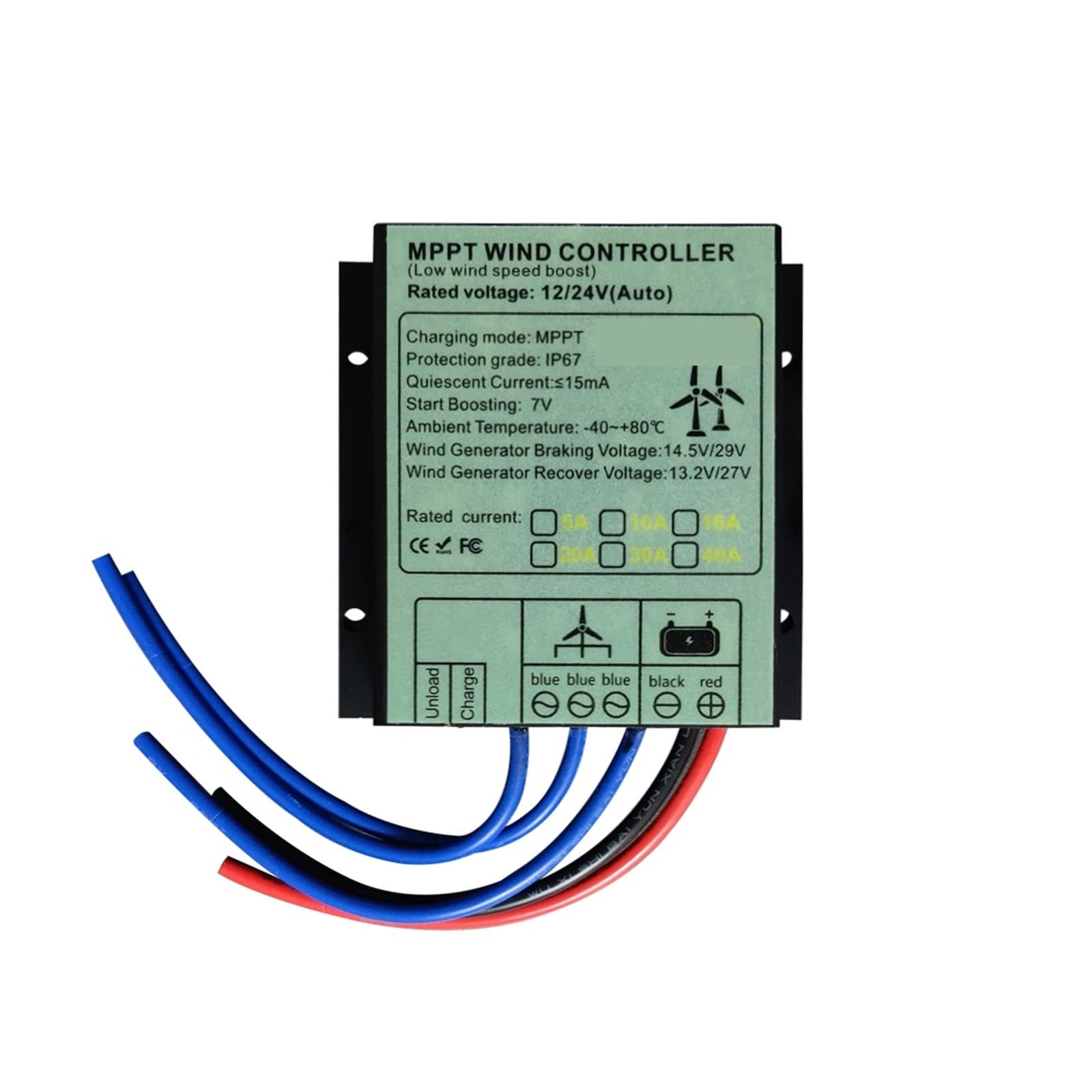 Regolatore di carica del MPPT 10A 40A Regolatore di velocità del basso Boost di tensione 12V 24V 48V impermeabile(30A,12V 24V Auto)