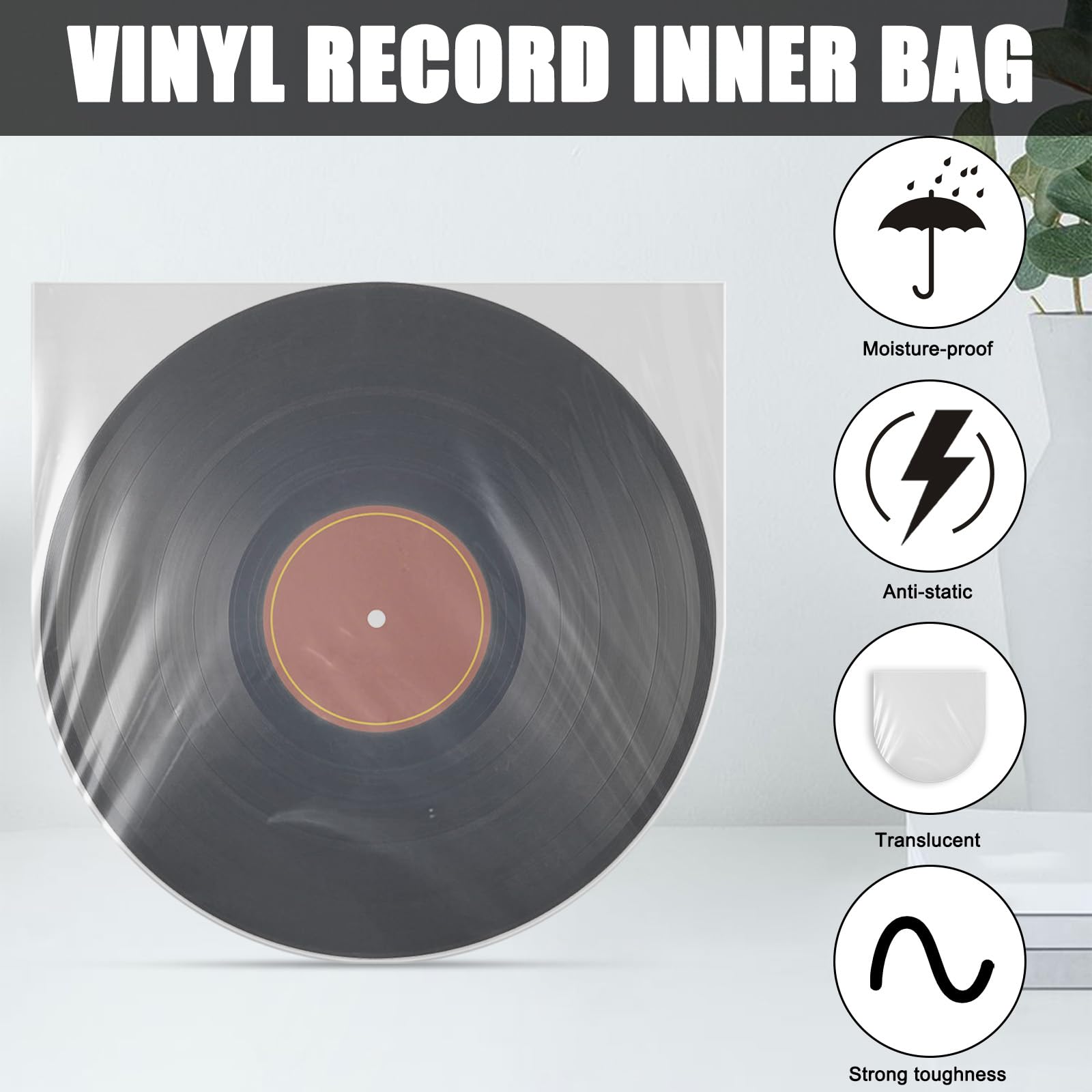 Lot de 100 pochettes intérieures de disques vinyles à fond rond en forme de U pour collections de disques vinyles à 45 tr/min, pochettes de protection en plastique transparent de 17,8 cm