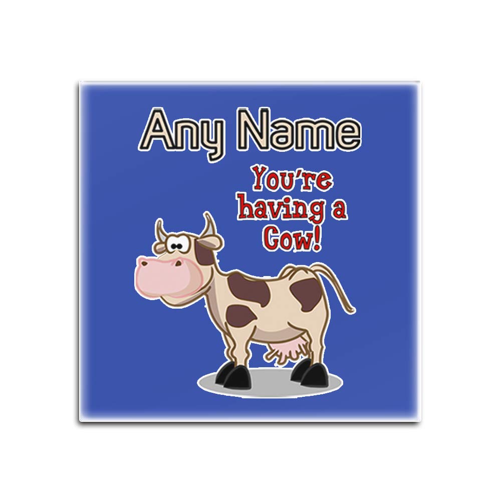Dessous-de-verre en verre You are Having A Vache lot de 4 carrés blanc bleu pour table