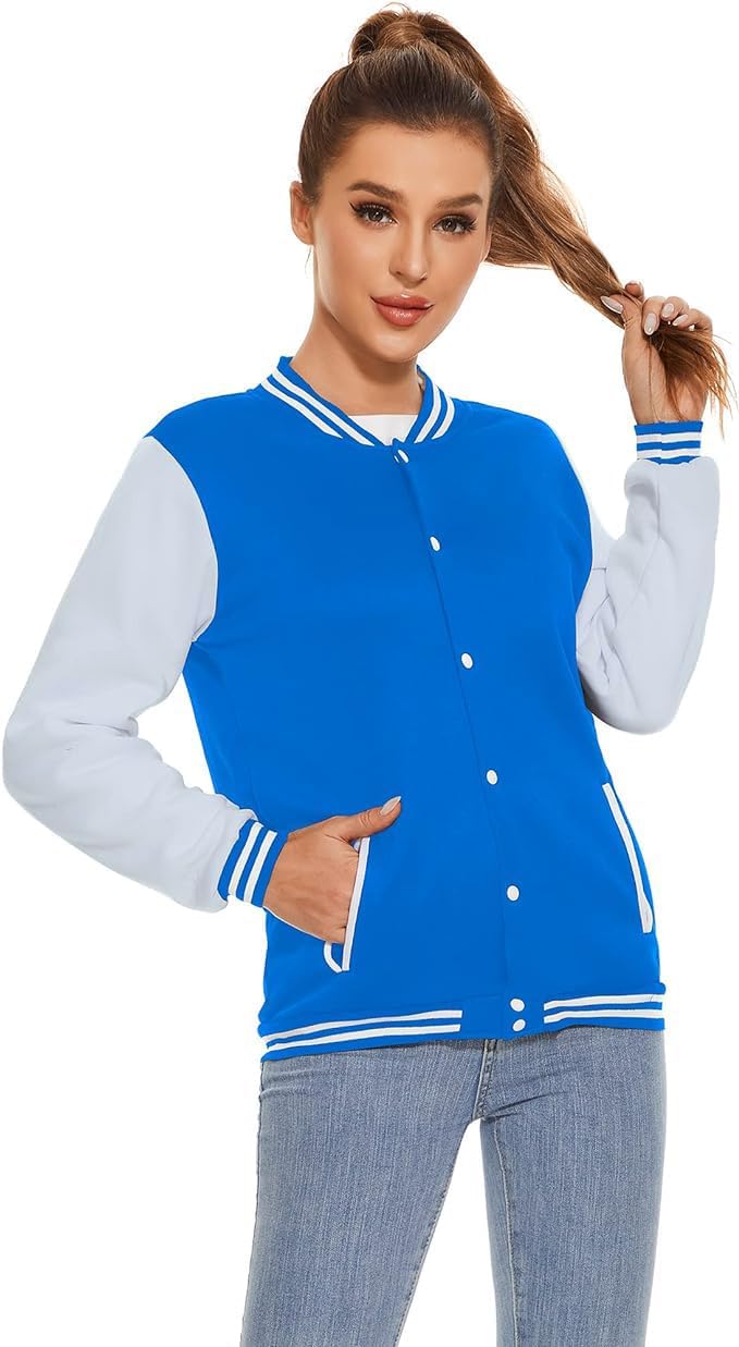 Varsity Jacket Women Men's Baseball School Uniform Button Up Unsex Adult Long Sleeve Coat Fashion Jacket