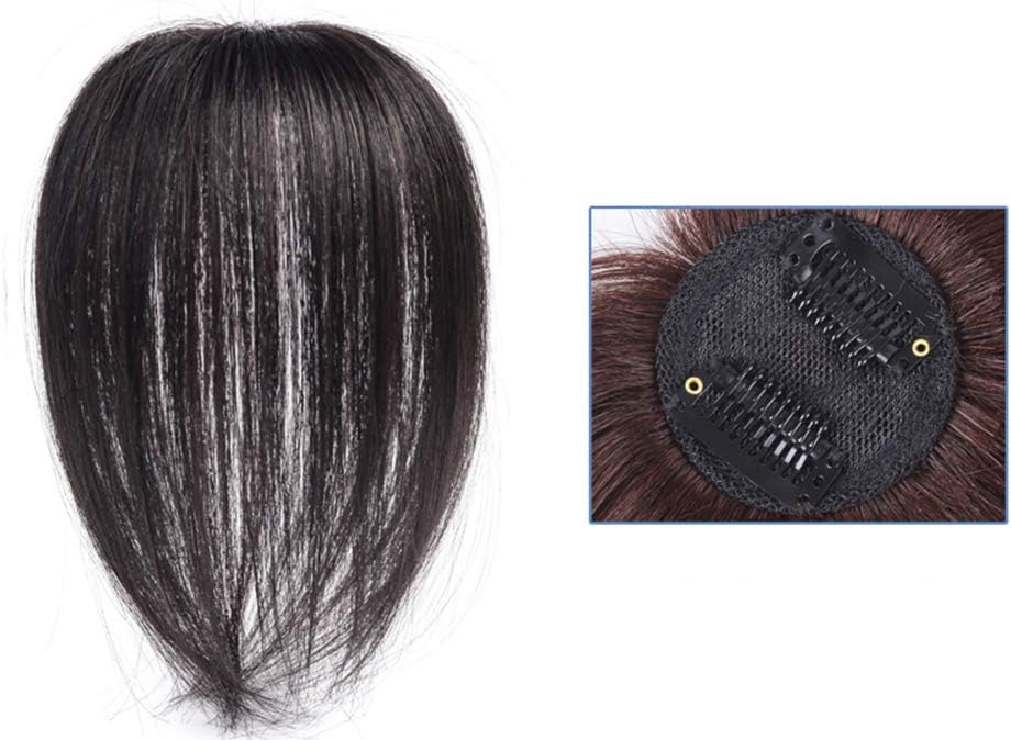 100% Real Human Hair Clip in Crown Topper Small Base area 5cmx5cm Invisable Hairpiece Toupee for Women with Thin and Grey Hair (All Machine Base Net Hair Length 25cm, Natural Black)