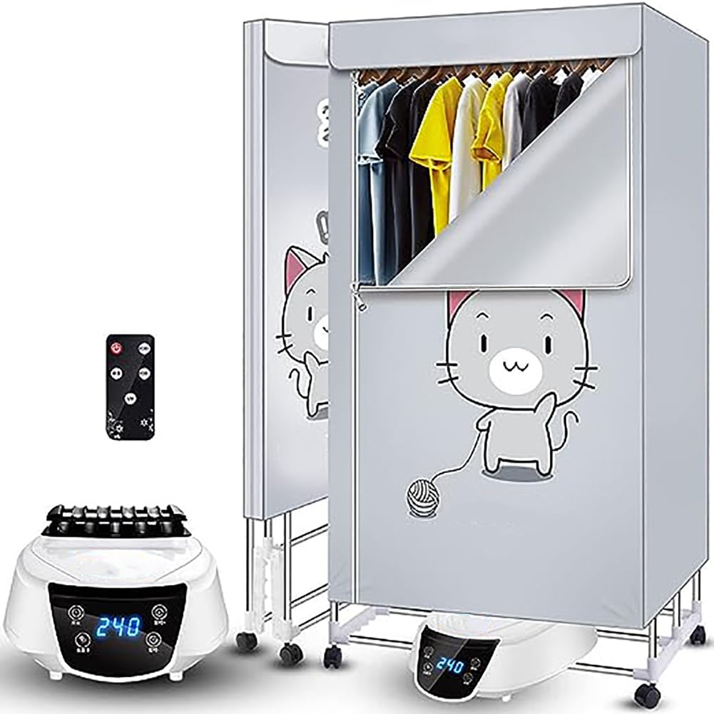 Secadora de ropa plegable de 15 cm de grosor, secadora de ropa portátil, tendedero eléctrico para apartamento, dispositivo compacto para calentar ropa, capacidad de 20 kg, armario de secado con aire