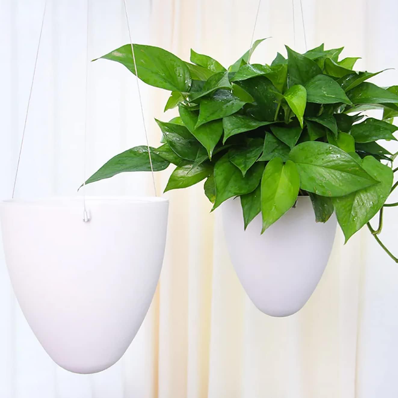 FlidRunest 2Pack Eggshaped Hanging Planter, Large White