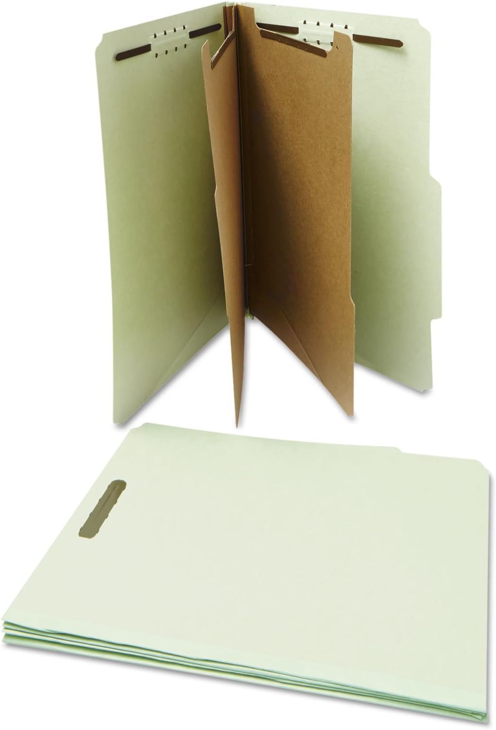 Universal UNV10273 6-Section 2-Divider Pressboard Classification Folders - Letter, Gray/Green (10/Box)