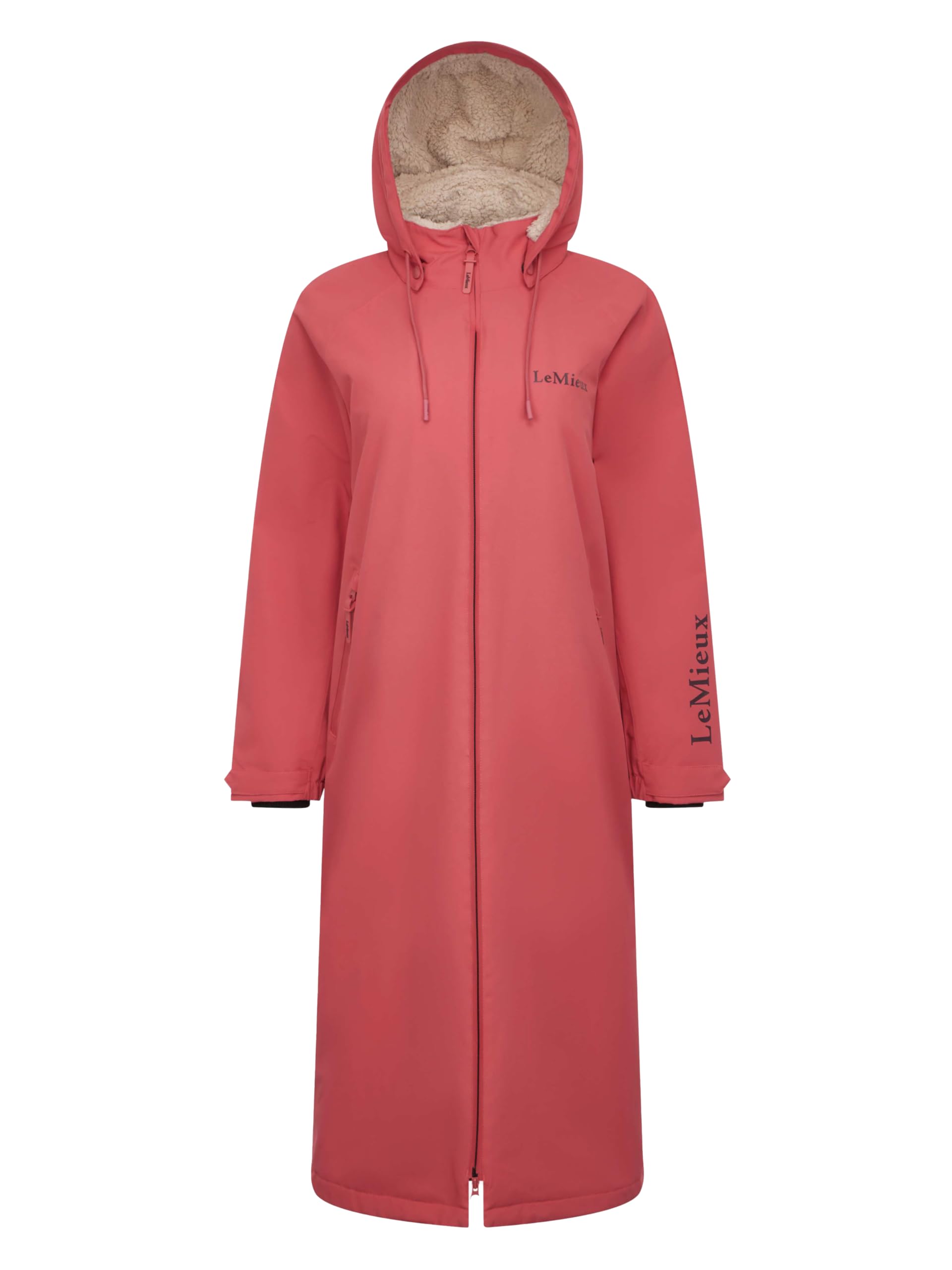 LeMieux Ladies HydroShield Robe - Full-length - Waterproof to 12,000mm - Perfect for Yard Chores or Riding - Detachable Hood - Cranberry - UK10