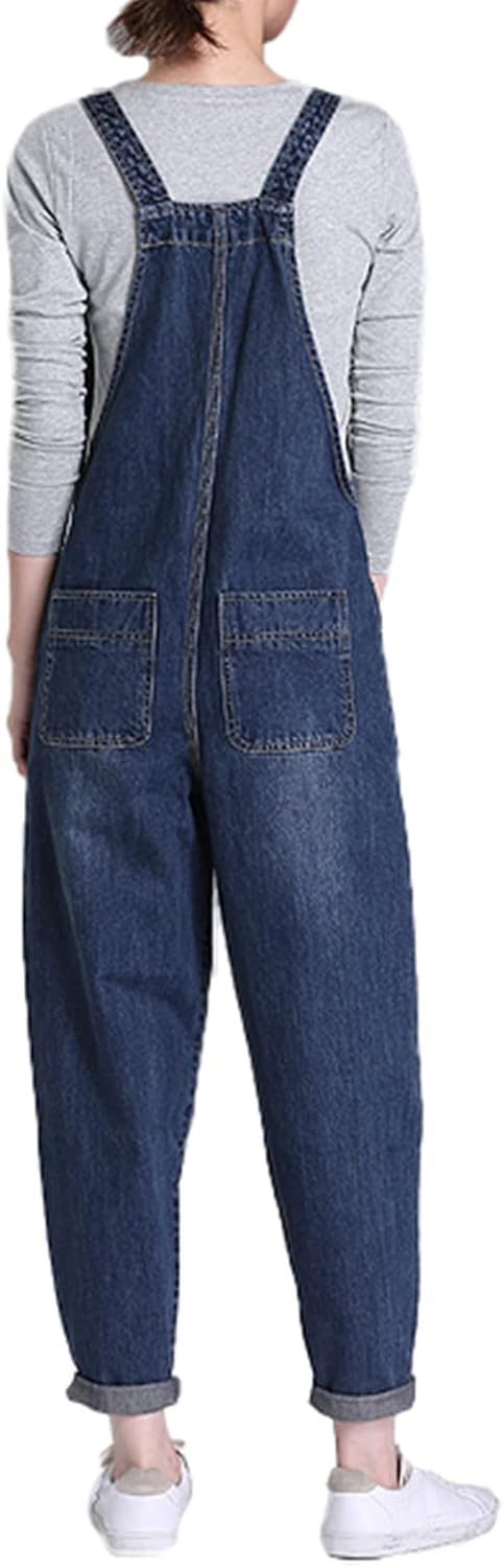 ANUFER Womens Plus Size Stretch Denim Dungarees Bib Overalls Long Jumpsuits Playsuits Jean Trousers Pants (XS-5XL)