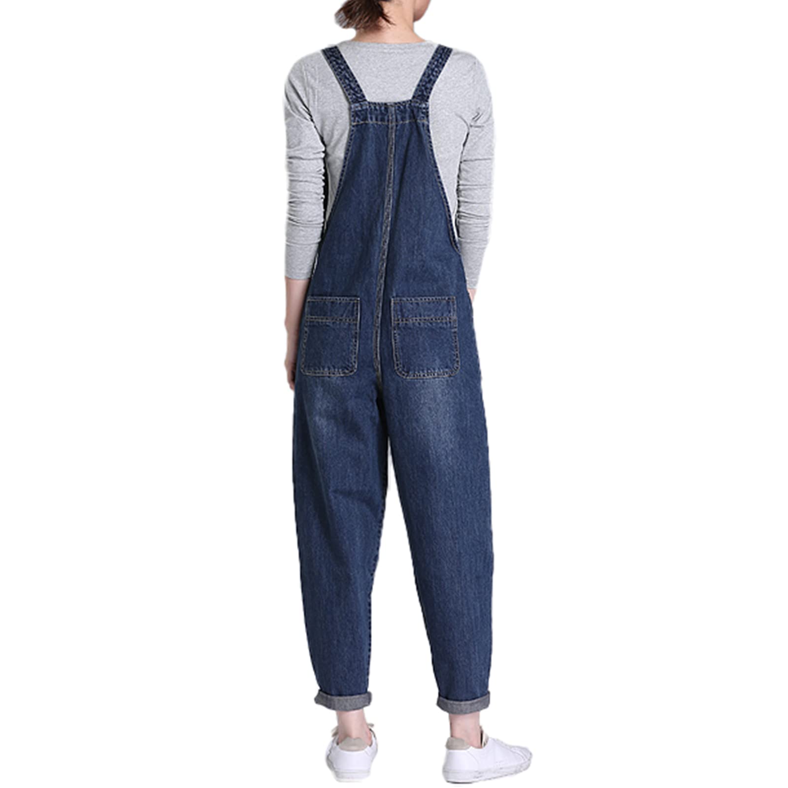 Mujer Tallas Grandes Peto Vaquero Largo Mono Casual sin Mangas Jumpsuits Playsuits Pantalones Vaqueros Stretch (XS-5XL)
