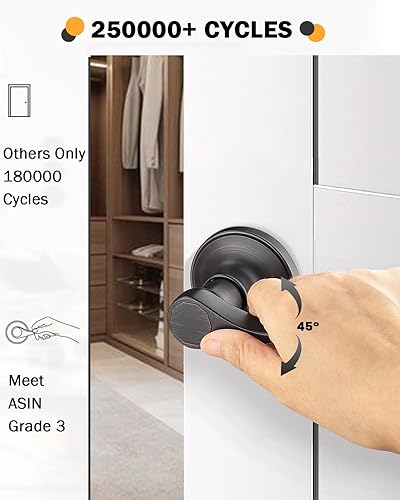 Miniatura 10 de Gobrico Paquete de 6 manijas onduladas para puerta de pasillo y armario en níquel satinado para puertas de paso, cerraduras