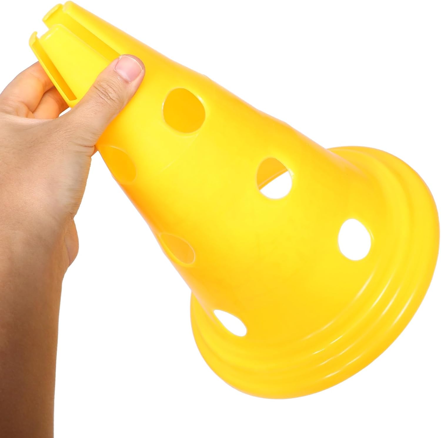 5 Pcs Small Plastic Soccer Practice Cones with Holes, 30cm Training Agility Field Markers for Basketball, Roller Skating, and Football Drills, Indoor and Outdoor Sports Equipment
