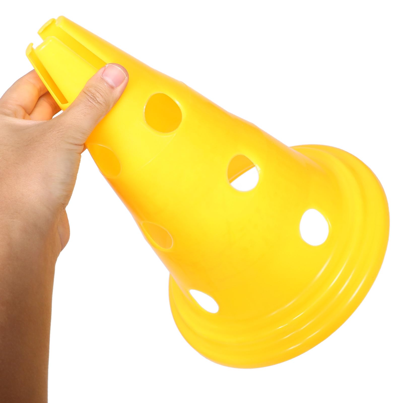 Set 5 Coni per Allenamento Sportivo 30 Cm Base Forata Coni di Agilità per Calcio e Basket per Esercizi Indoor e Outdoor Accessori per Allenamento Scuole e Centri Sportivi