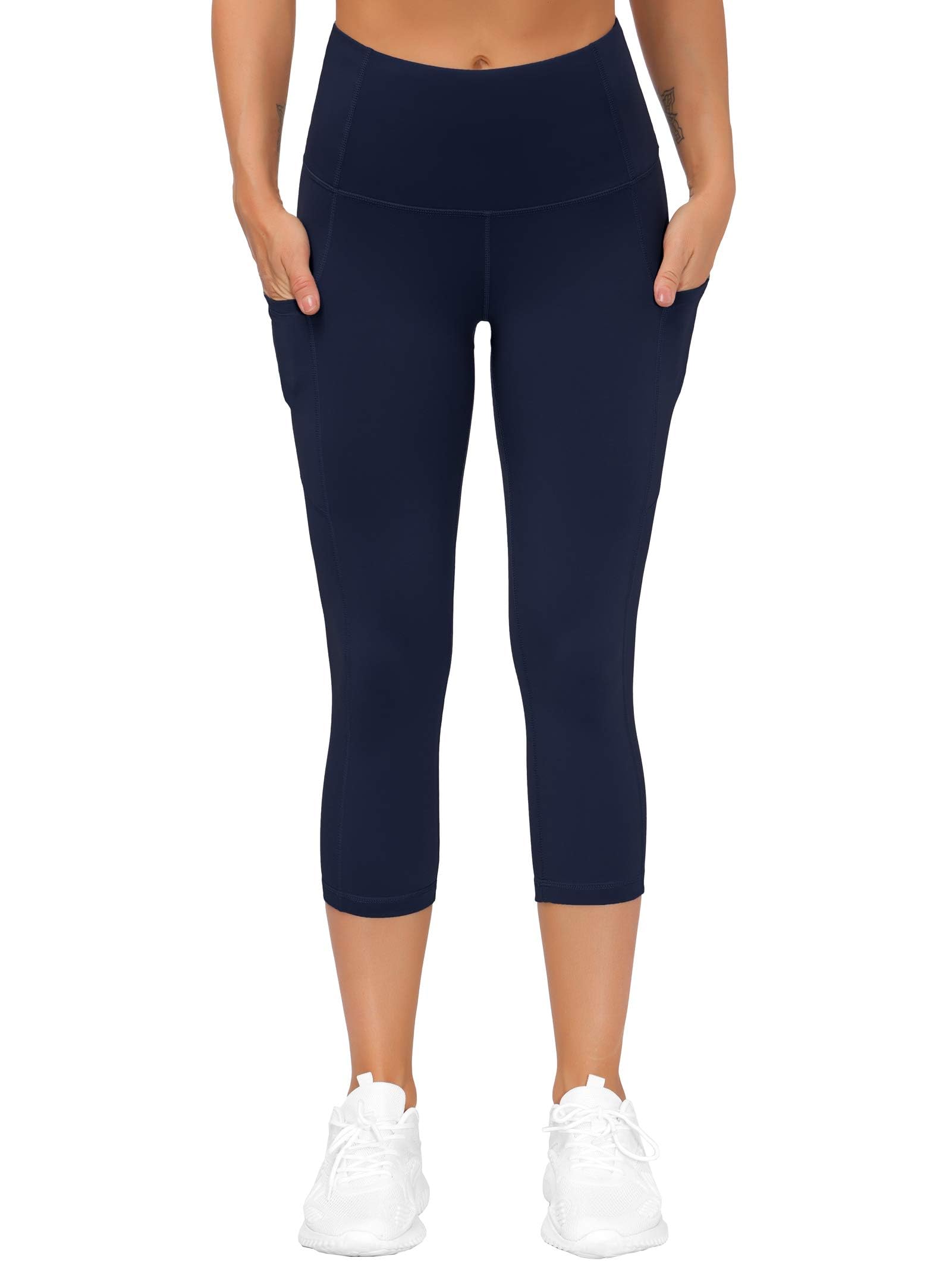 THE GYM PEOPLE Legging Sport Femme 7/8 à Taille Haute avec Poches pour Contrôle du Ventre - Yoga, Entraînement, Course à Pied, Quotidien