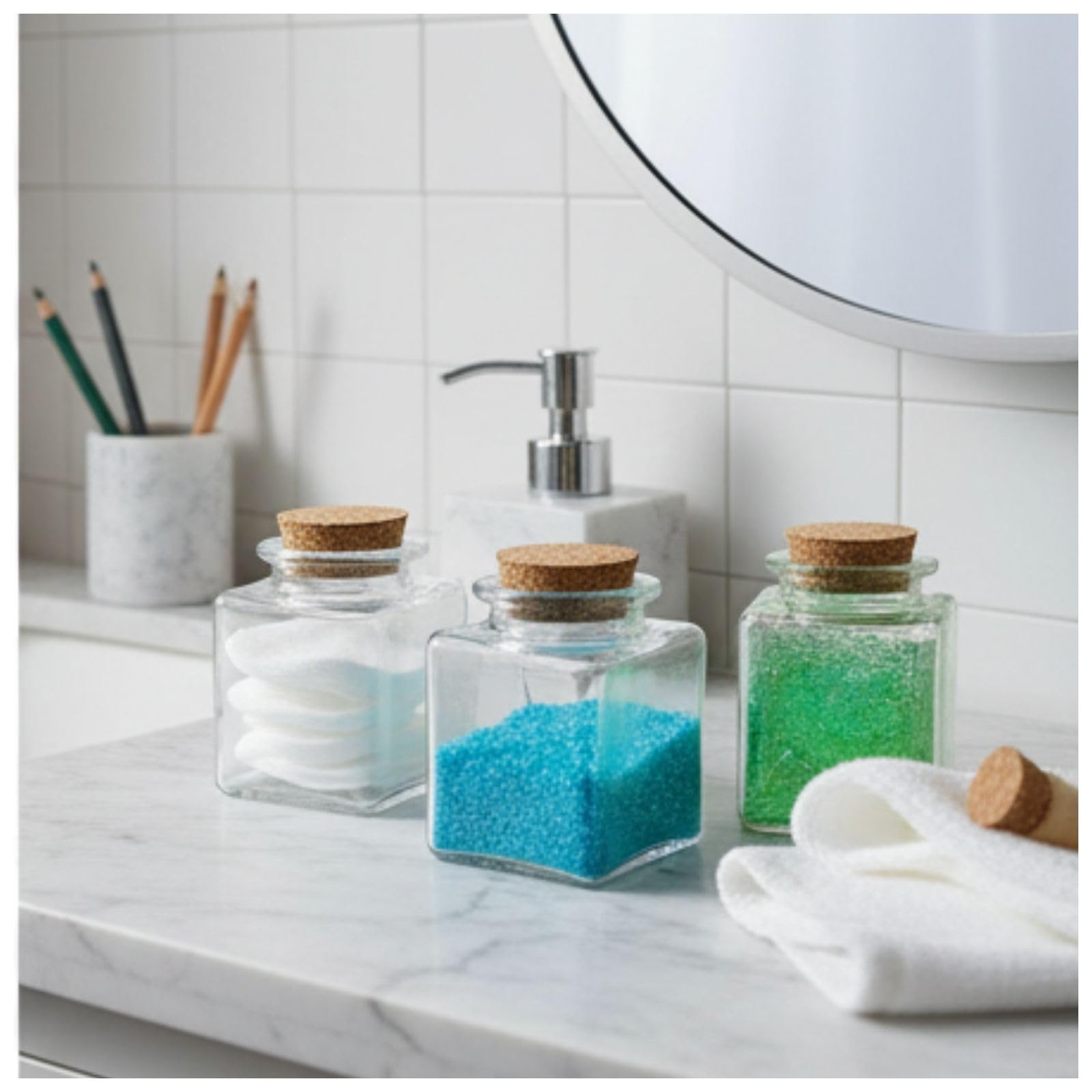 Doni Bomboniere Lot de 50 bocaux carrés, 6 x 4 x 4 cm, avec bouchon en liège, bocaux en verre transparent, haute qualité, personnalisable, bricolage, mariage, baptême, naissance, confirmation, remise