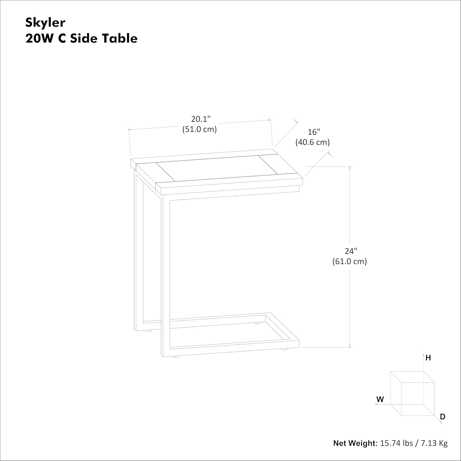 SIMPLIHOME Skyler C-Side Table - 16 inch Wide Solid Mango Wood and Metal Slide-Under Table in Walnut Brown, Industrial Accent Table or End Table for Living Room with Open Frame Design, Assembled