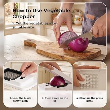 12 in 1 Vegetable Chopper, Mandoline Vegetable Slicer Multifunctional, Food Onion Salad Veg Chopper with Container, French Fry Potato Dicer Slicer Cutter, Kitchen Tools & Gadgets