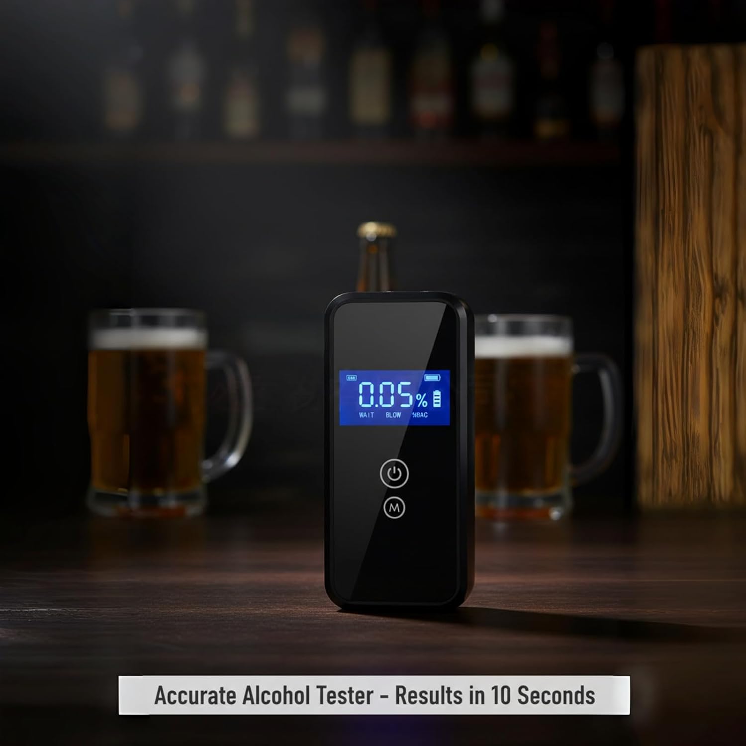 Breathalyzer Portable Mini Pocket Alcohol Tester High Accuracy Personal and Home Use Breathalyzers with Digital Display Fast Results for Alcohol Testing at Home (16 Mouthpieces for Sharing)