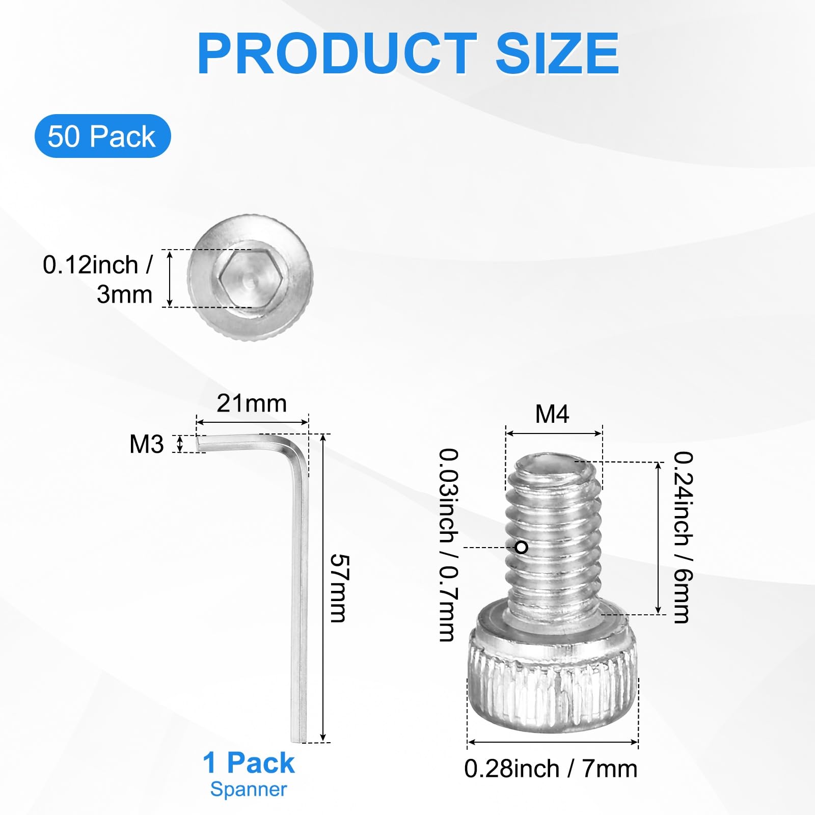 M METERXITY 50-Pack M4 x 6mm Socket Head Cap Screws, 304 Stainless Steel Hex Machine Bolts - Image 3