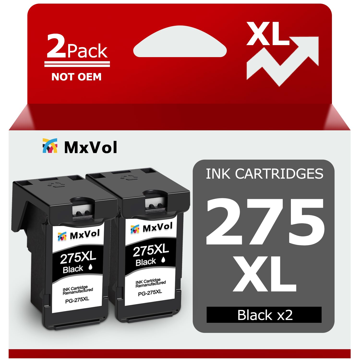 MxVol 275XL PG-275XL Remanufactured Ink Cartridge Compatible for Canon 275 275XL PG-275 PG275 XL Black Ink for PIXMA TS3522 TR4720 TS3500 TS3520