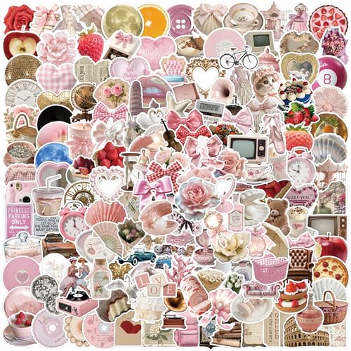 230pcs Coquette Stickers Cute Vinyl Laptop Waterproof Aesthetic Pink Pack for Girls Water Bottles Laptop Computer Phone Guitar (230pcs Coquette Stickers)