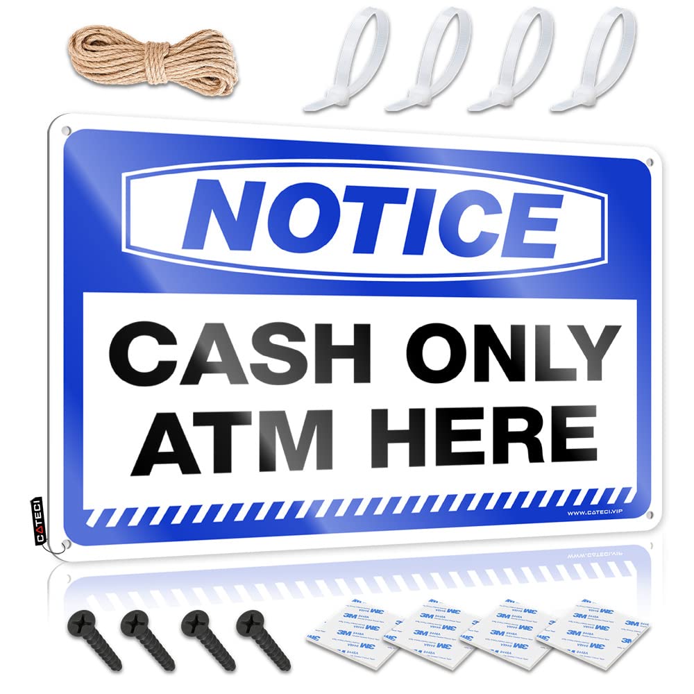 STWNVOITV Metal Tin Signs Funny Notice Cash Only Atm Here Tin Sign Metal Signs For Home Decor Funny Bedroom Decor(30X40CM)