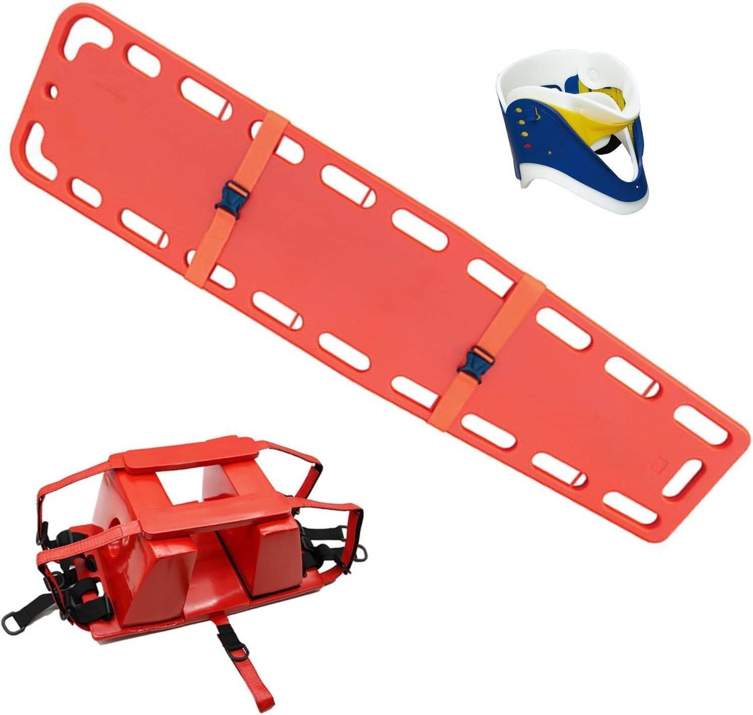 Plastic Rescue Board, Swimming Pool Carrier First Aid Spine Board for Adults with Head Immobilization and Neck Support, Water Rettu Belt System