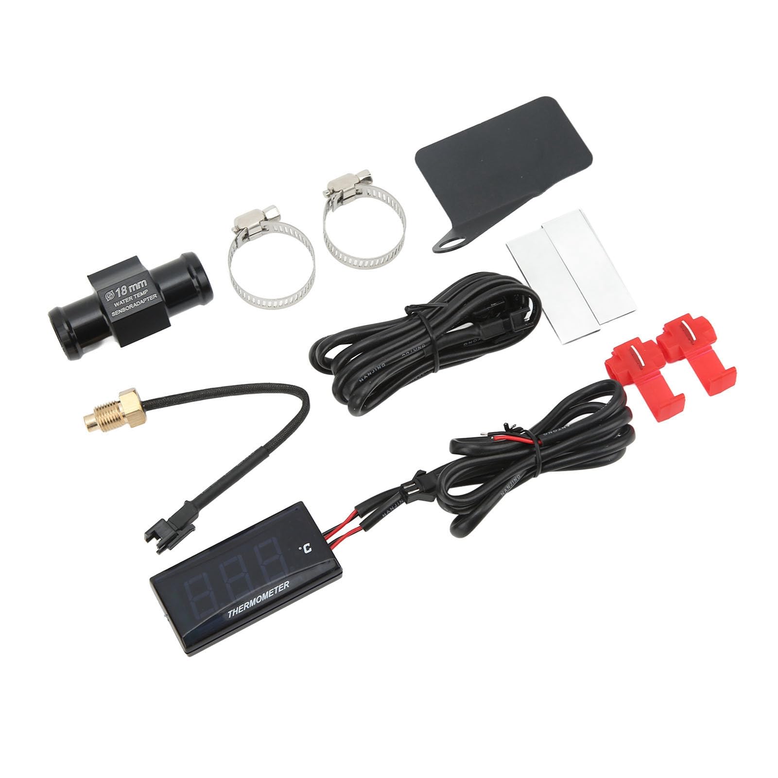 Universal Motorcycle Water Temperature LCD Digital Super Slim 0 120 ℃ Plage d'affichage avec adaptateur de capteur 18 mm pour et autres motos matériaux ABS 57 x 29 x 13 mm (Rote