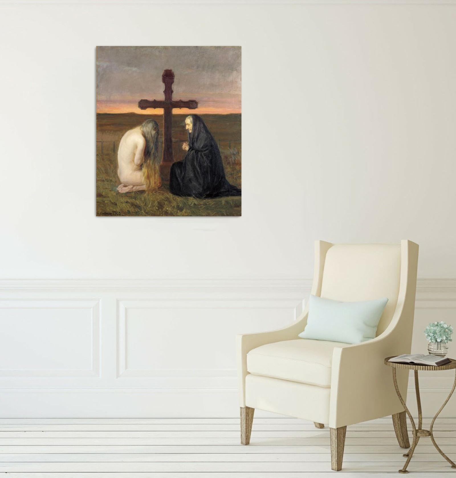 Klasyczny obraz na płótnie, sztuka ścienna - Anna Ancher, słynne wydruki ścienne, reprodukcja na płótnie, plakat z żałobą, dzieło sztuki, obrazy na płótnie, do dekoracji domu, 30 x 40 cm, oprawione