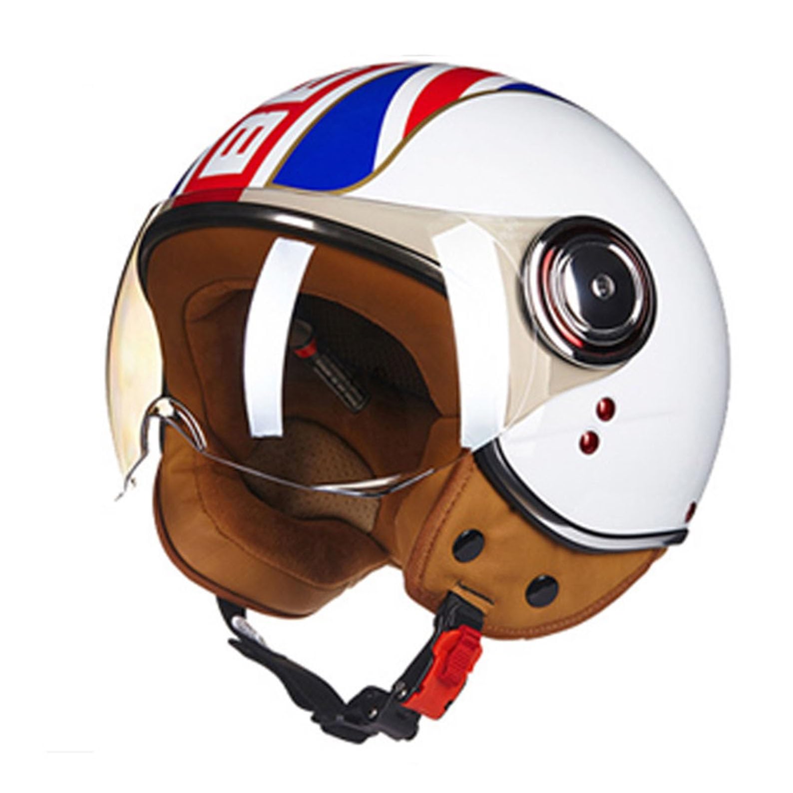 Kask niskoprofilowy z otwartą twarzą, kask motocyklowy z osłoną przeciwsłoneczną, kaski motocyklowe z otwartą twarzą dla dorosłych motocyklistów(9,XL=61~62cm)