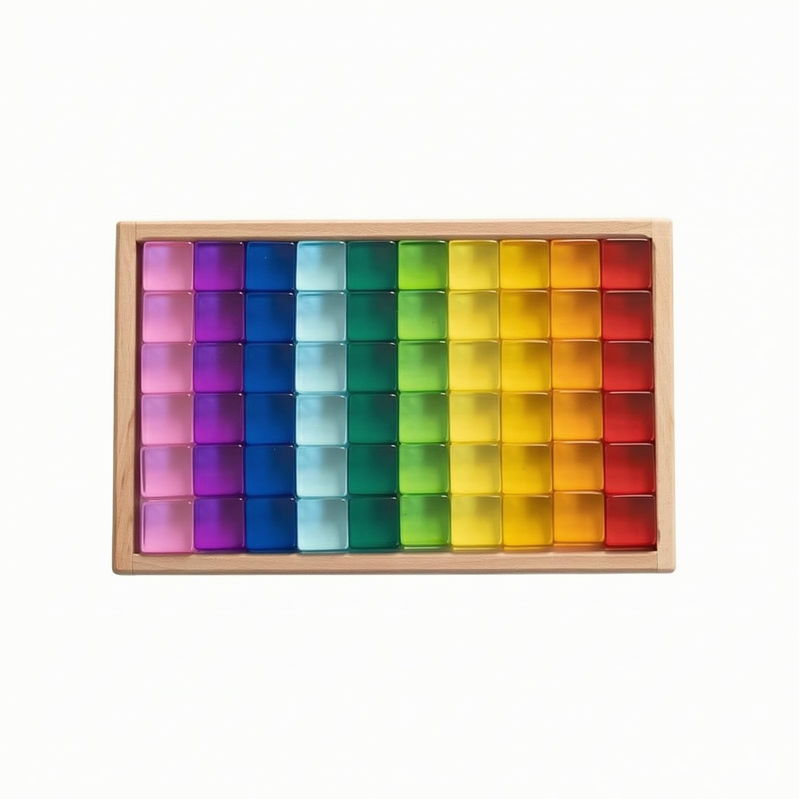 Bloques de Construcción para Niños Bloques Educativos Piezas Transparentes Set Acrílico Juego Apilable con Marco de Madera y Bandeja Estimula, Style to 5