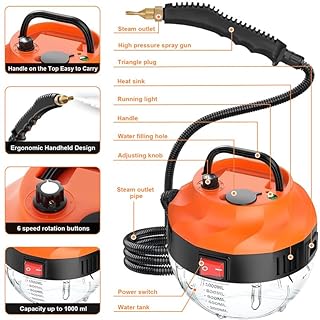 Teodute 3800W Nettoyeur Vapeur Portable, 6 Vitesses Réglables, 1L Réservoir D'eau Steam Cleaner, pour Maison Cuisine Salle de Bain Terrasse Carrelage Joints