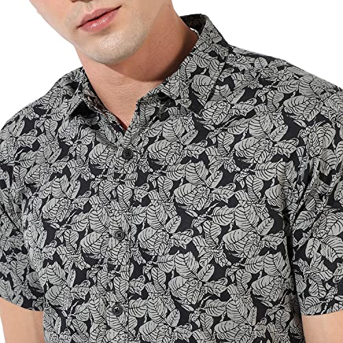 Image of CAHOOT Men's Button Up Shirt for Casual Wear | Regular Fit | Poly Lycra Shirt Crafted with Short Sleeve & Enhanced Stretch Comfort Fit for Everyday Wear