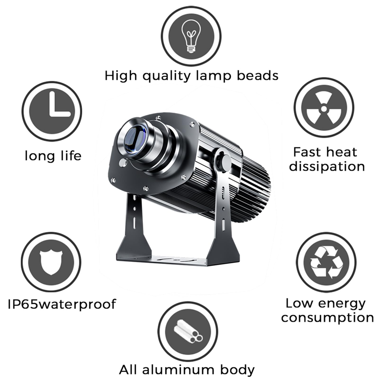 Logo-Projektor 150W LED IP65 Wasserdicht Mit Manuellem Zoom DJ-Effekt-Licht Einschließlich Freien Glasgobo Zum Projekt Bild,Schwarz