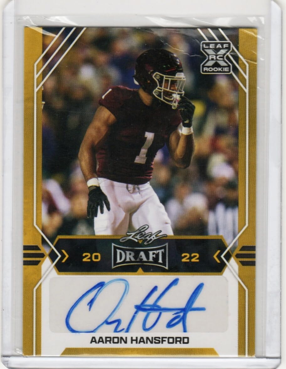 Aaron Hansford Autographed Rookie Card Draft Auto Collectible Football Card - 2022 Leaf Football Card #BA-AH1 (Texas)
