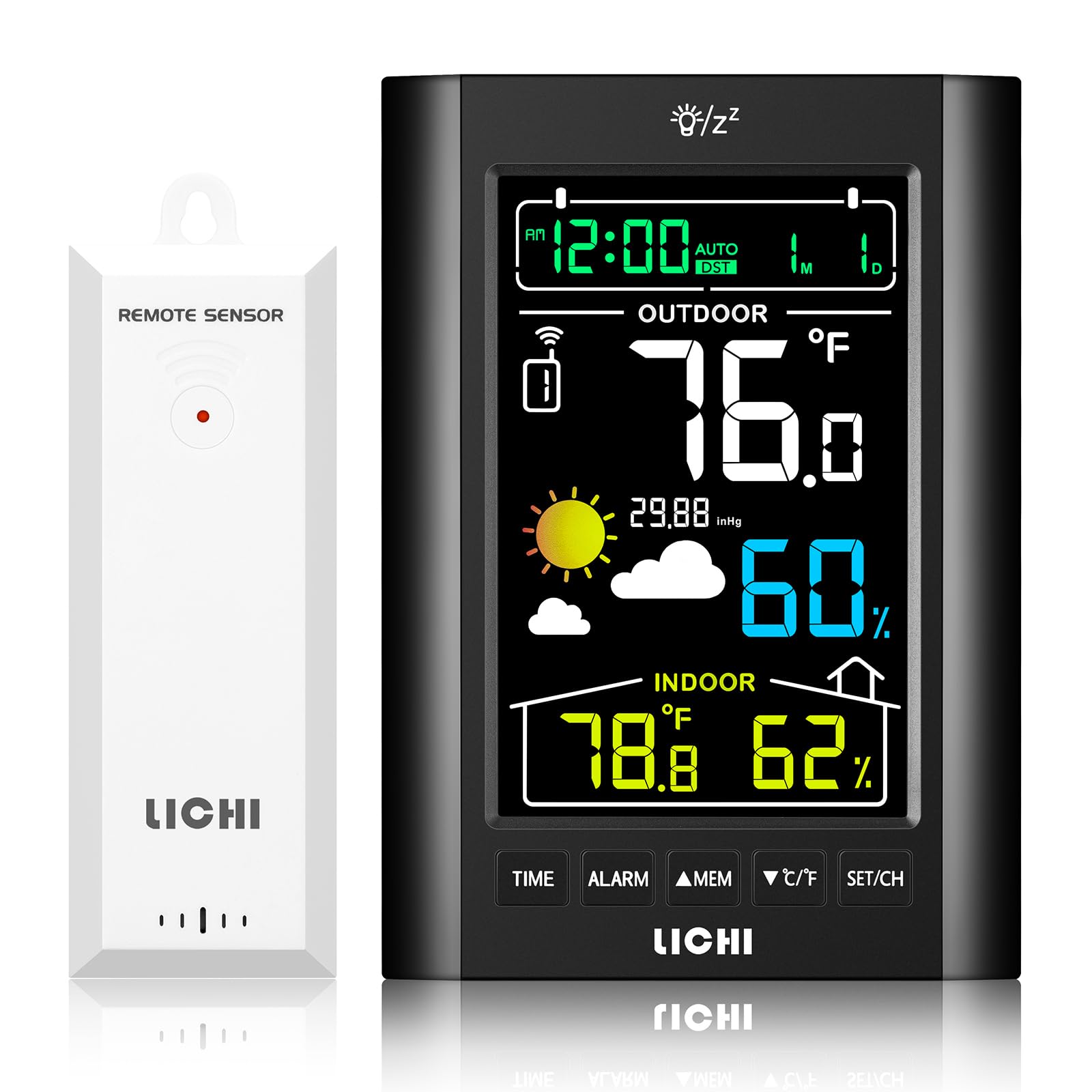 Photo 1 of Weather Station Wireless Indoor Outdoor Thermometer? Inside Outside Temperature Humidity Monitor?with 330ft Range Sensor and Adjustable Backlight (Black)