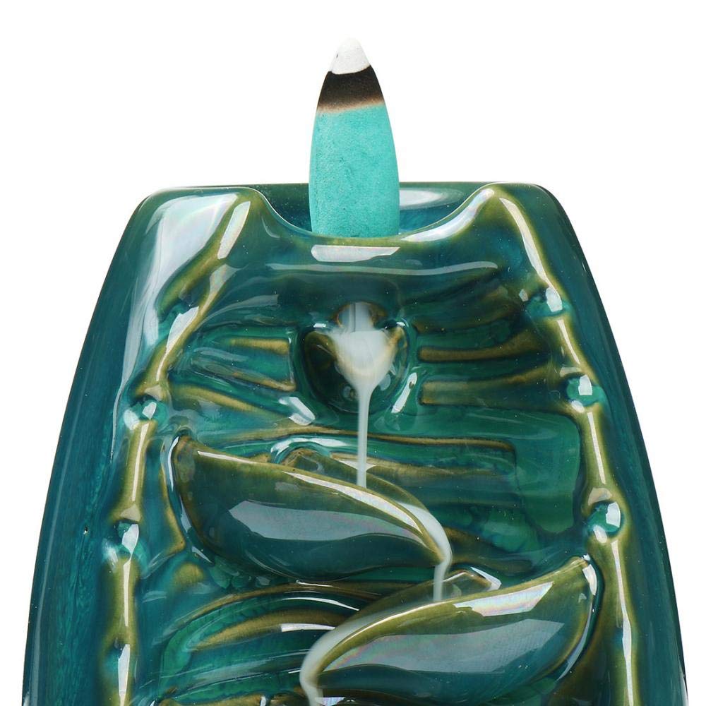 Wierookbrander Backflow, Handgemaakte Keramische Wierook Houder Waterval Heks Craftions Wierook Brander Ornament Home Decor (Kleur: Groen