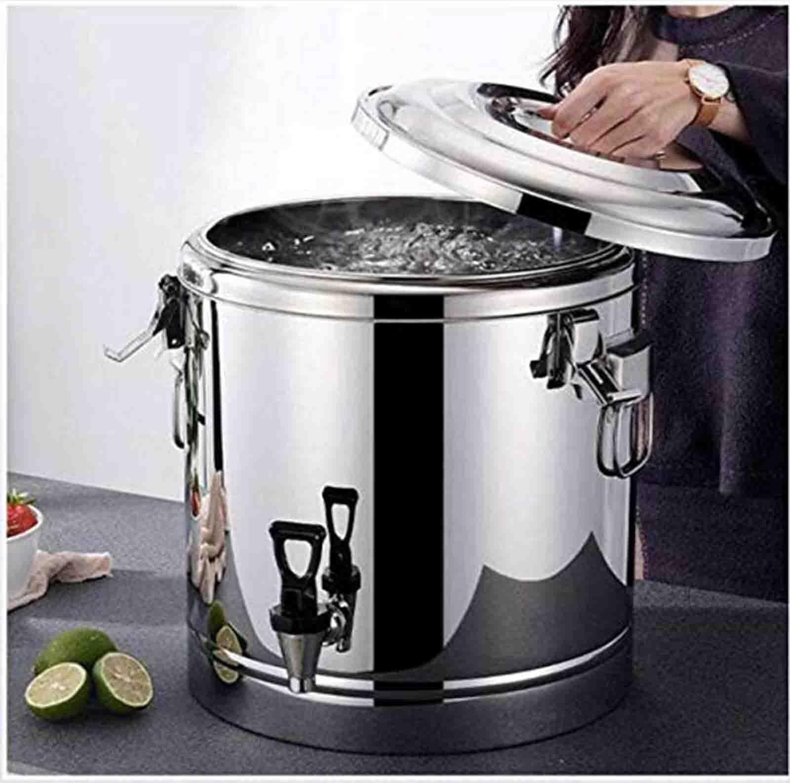 Dispensador de bebidas aislado, termo de acero inoxidable para bebidas calientes, capacidad de 50 litros con grifo, ideal para fiestas y eventos