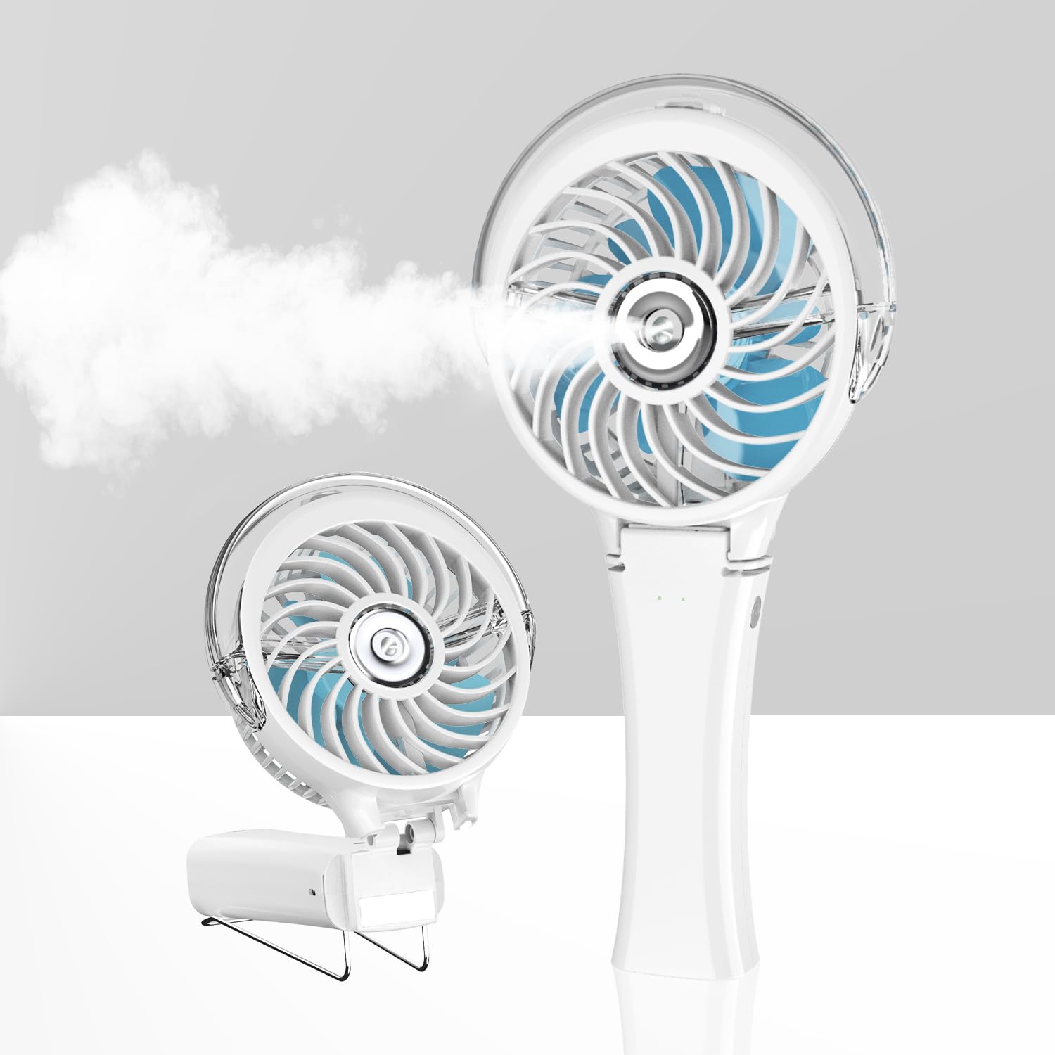 HandFan Upgraded Portable Misting Fan, Handheld Spray Water Mister Fan, USB Rechargeable Personal Mist Fans, Mini Cooling Hand Fans for Summer Beach Travel Concerts, Gifts for Women(White)