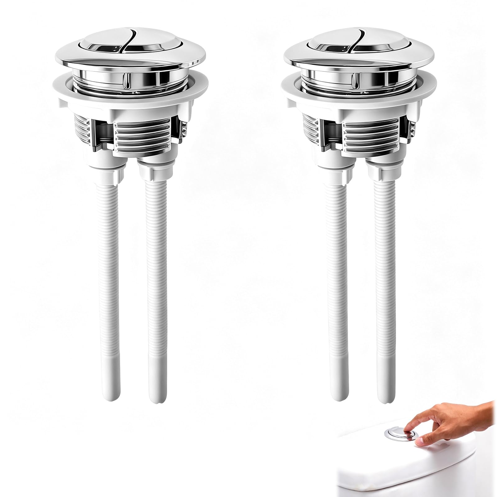 Botones de repuesto de doble descarga para WC 38 mm – Universal para tapas 37-44 mm, acero inoxidable