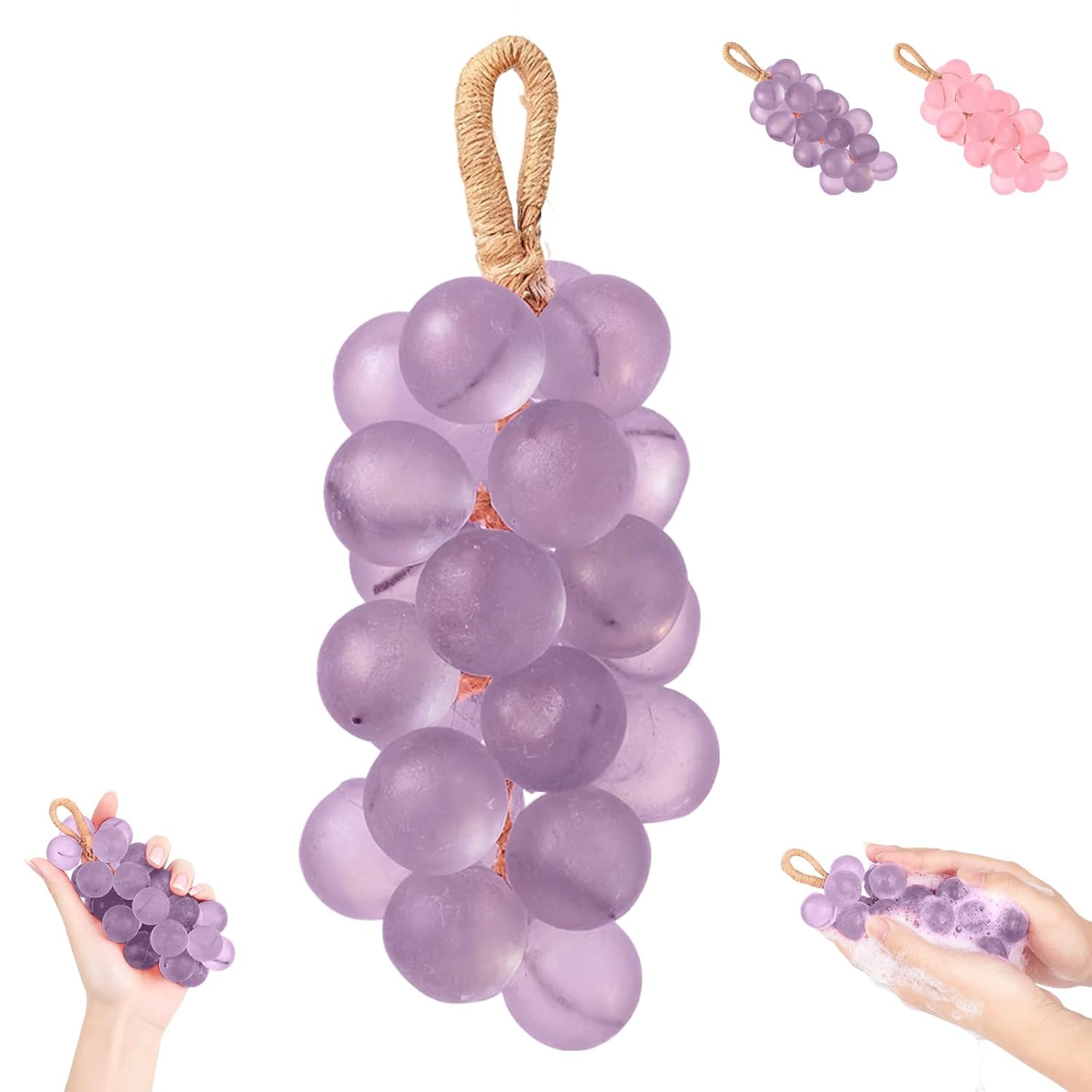 Handmade Purple Grape Cluster Soap on a Rope - Realistic Decorative Hand & Bath Soap, Perfect Gift for Men Women