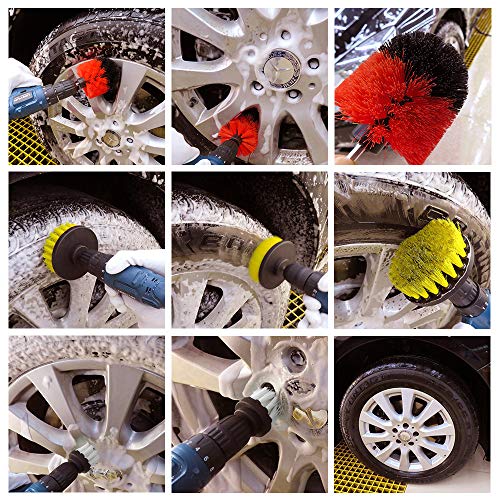 BYGD 26 Pieces Drill Brush Set Scrub Pads & Sponge, Drifferent Size Power Scrubber Brush with Extend Long Attachment All Purpose Clean for Car, Grout, Tiles, Sinks, Bathtub, Bathroom, Kitchen