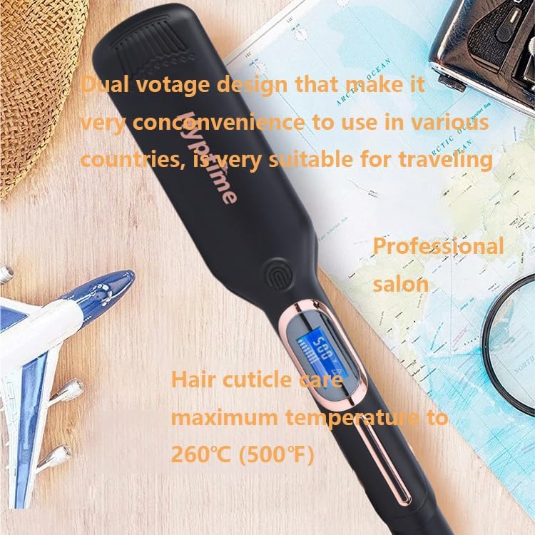 Wide Flat Iron Titanium Straightener Digital Display to Accurately Control Temperature, 2 Inch for Thick & Curly Hairs Professional, Dual Voltage 500°F Fast Heating for Black Hair Friendly - Image 8