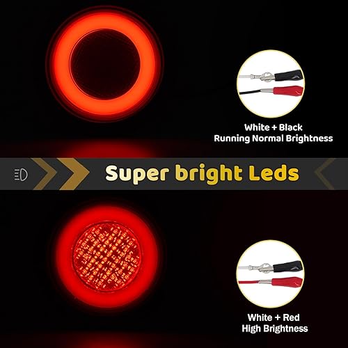 Miniatura 4 de WahMOTOTin 4 unids 4 pulgadas redondo LED remolque camiones halo freno freno señal de giro luces traseras correr rojo 64 LED wgoma ojal sellado