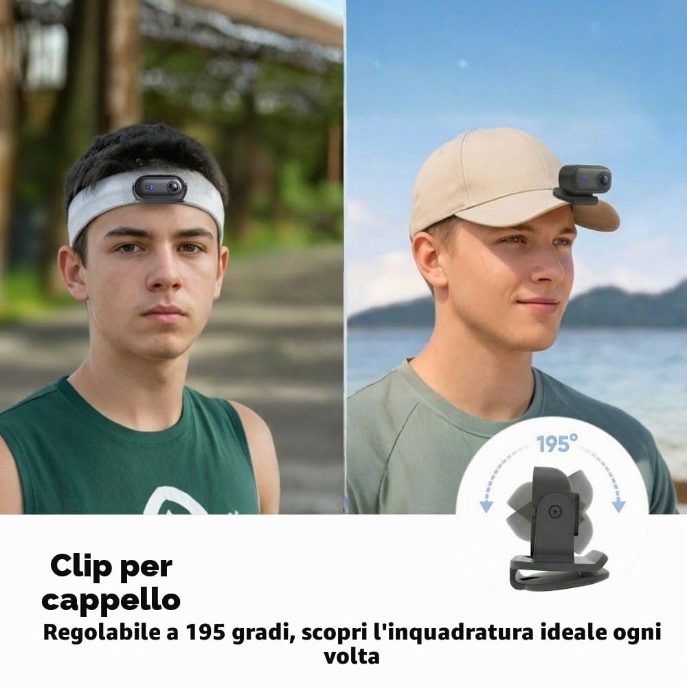 4K - Telecamera corpo 4K con tracciamento audio e video, impermeabile, magnetica e con clip a 360°, batteria da 120 minuti per ciclismo, passeggiate con animali (4K-P-64G)
