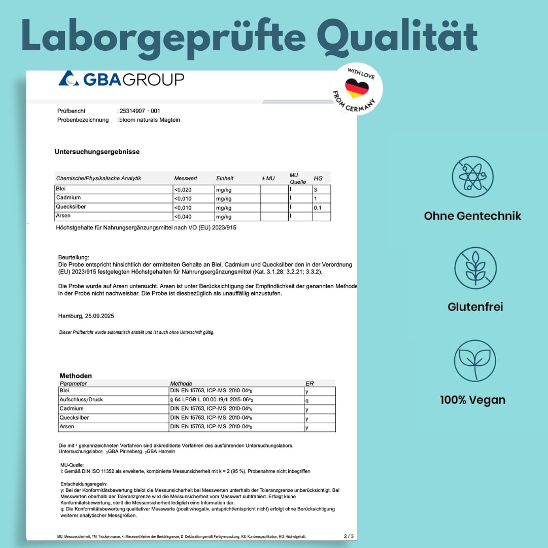 Magtein® Magnesium L-Threonate - 120 Kapseln mit 2000 mg täglich - L-Threonat - Magnesium Threonate - Laborgeprüft, vegan & produziert in Deutschland - Verpackung kann variieren