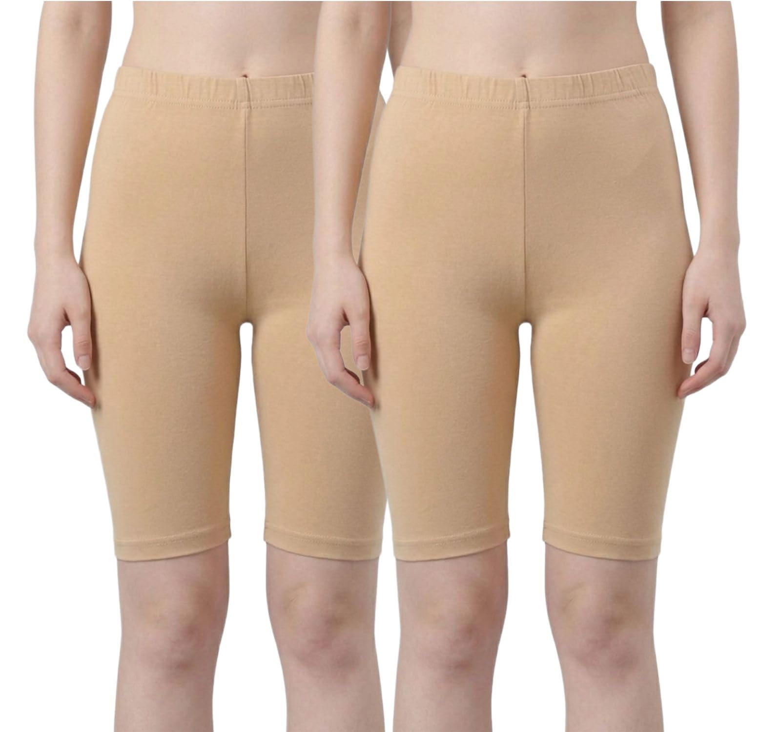 ZAYANQA Skin Fit Combo of 2 Cotton Shorts for Women |Pack of 2 Cycling Shorts for Woman |Tights for Women for Dresses |Running Shorts for Girls |Women Shorts for Workout, Gym, Sports and Yoga |-image-12