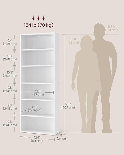 Miniatura 3 de VASAGLE CUSTOS Collection - Bookshelf, 6-Tier Bookcase, Book Shelf, Open Storage Shelf, 9.4 x 23.6 x 63.3 Inches, for Living Room, Home Office,